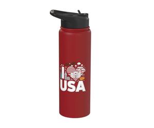 I Love USA Patriotic Icon Collection Stainless Steel Insulated Water Bottle