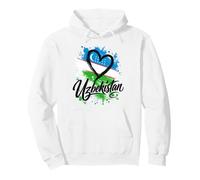 I Love Uzbekistan Travel Heart Flag Art Vacation Design Pullover Hoodie
