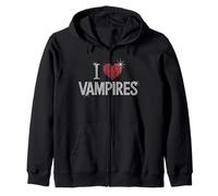 I Love Vampires Cute Halloween Zip Hoodie