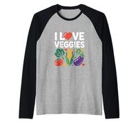 I Love Veggies Cute Vegetable Design Raglan Baseball Tee