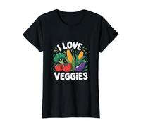 I Love Veggies Fresh Broccoli Tomato Corn Value Graphic T-Shirt, Women, Black, L