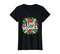 I Love Veggies Fresh Tomato Corn Value Graphic T-Shirt, Women, Black, M