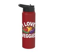I Love Veggies Tomato Cucumber Eggplant Stainless Steel Insulated Water Bottle