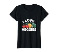 I Love Veggies Vibrant Veggie Enthusiast Value Graphic T-Shirt, Women, Black, S