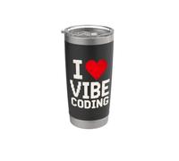 I Love Vibe Coding Cool Retro Pixel Art Stainless Steel Insulated Tumbler