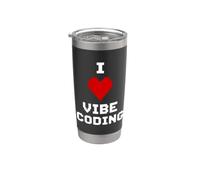 I Love Vibe Coding Pixel Heart Coder Stainless Steel Insulated Tumbler