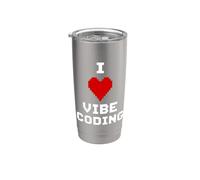 I Love Vibe Coding Pixel Heart Coder Stainless Steel Insulated Tumbler