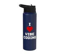 I Love Vibe Coding Pixel Heart Coder Stainless Steel Insulated Water Bottle