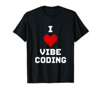 I Love Vibe Coding Pixel Heart Coder T-Shirt