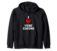 I Love Vibe Coding Pixel Heart Coder Zip Hoodie