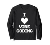 I Love Vibe Coding Pixel Heart Programmer Coder Long Sleeve T-Shirt