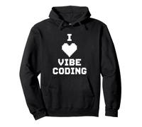 I Love Vibe Coding Pixel Heart Programmer Coder Pullover Hoodie