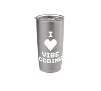 I Love Vibe Coding Pixel Heart Programmer Coder Stainless Steel Insulated Tumbler