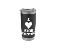 I Love Vibe Coding Pixel Heart Programmer Coder Stainless Steel Insulated Tumbler
