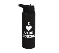 I Love Vibe Coding Pixel Heart Programmer Coder Stainless Steel Insulated Water Bottle