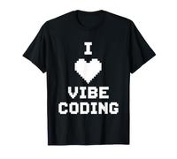 I Love Vibe Coding Pixel Heart Programmer Coder T-Shirt