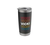 I Love Vicki Personalized Retro Sunset First Name Stainless Steel Insulated Tumbler