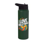 I Love Volleyball Enthusiast Passion Expression Stainless Steel Insulated Water Bottle