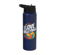 I Love Volleyball Enthusiast Passion Expression Stainless Steel Insulated Water Bottle