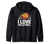 I Love Volleyball Enthusiast Spirit Zip Hoodie