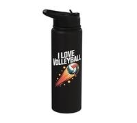 I Love Volleyball Passionate Game Spirit Stainless Steel Insulated Water Bottle