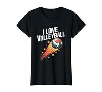 I Love Volleyball Passionate Game Spirit Value Graphic T-Shirt, Women, Black, XL