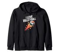I Love Volleyball Passionate Game Spirit Zip Hoodie