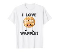 I Love Waffles Cute Breakfast Lover Funny Food Pun Value Graphic T-Shirt, Men, White, M