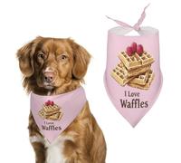 I Love Waffles Cute Dog Bandanna Scarf Printed Adjustable Triangle Pet Kerchief for Dogs And Cats