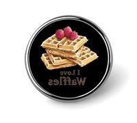 I Love Waffles Round Brooch Pin Lapel Pins Tie Suit Dress Accessories Wedding Birthday for Men Women