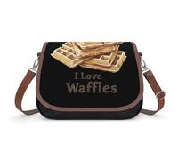 I Love Waffles Women's Crossbody Bag Fashion Shoulder Handbags Message Tote Bag with Adjustable Strap
