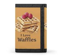 I Love Waffles1 Printed Trifold Wallets Front Pocket Wallet With ID Window Gifts for Men And Women
