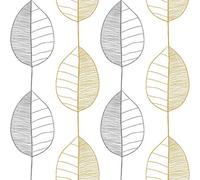I Love Wallpaper Fika Leaf Wallpaper In White And Grey And Mustard