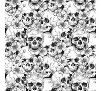 I Love Wallpaper Floral Skulls Wallpaper In Monochrome