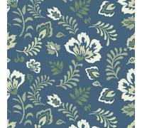 I Love Wallpaper Folk Foliage Wallpaper In Navy And Sage