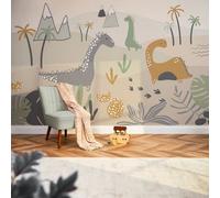 I Love Wallpaper Friendly Dinos Mural In Earthy Tones