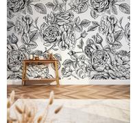 I Love Wallpaper Gentle Roses Mural In Monochrome (350Cm X 240Cm)