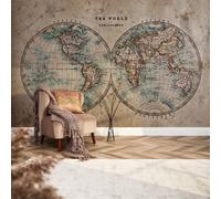 I Love Wallpaper Hemisphere Map Mural In Earthy Tones (350Cm X 240Cm)