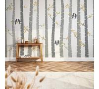 I Love Wallpaper Lovebirds Mural In Yellow And Grey
