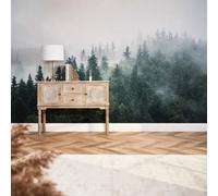 I Love Wallpaper Misty Trees Mural In Green And Grey