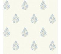 I Love Wallpaper Posy Wallpaper In Blue And Sage On Cream