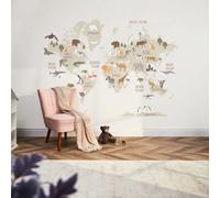 I Love Wallpaper Scandi Safari Map Mural In Natural