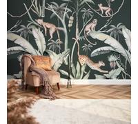 I Love Wallpaper Sleepy Leopards Mural In Bottle Green