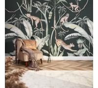 I Love Wallpaper Sleepy Leopards Mural In Bottle Green (350Cm X 240Cm)