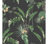 I Love Wallpaper Tropical Paradise Wallpaper In Green On Charcoal