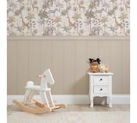 I Love Wallpaper Vintage Explorer Panel Wallpaper In Earthy Tones With Cream Panel