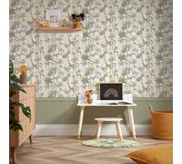 I Love Wallpaper Vintage Explorer Panel Wallpaper In Earthy Tones With Sage Green Panel