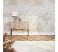 I Love Wallpaper Vintage Peony Mural Wallpaper In Cool Neutrals (350Cm X 240Cm)
