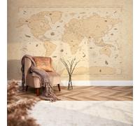 I Love Wallpaper Vintage World Map Mural In Natural (350Cm X 240Cm)