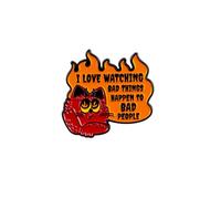I Love Watching Bad Things Happen To Bad People Chaotic Devil Cat Dark Humor Enamel Pin, Funny Sarcasm Cute Cat Meme Pin Brooch, Sarcastic Quote Brooch Badge, Chaotic Evil Aesthetic Lapel Badges